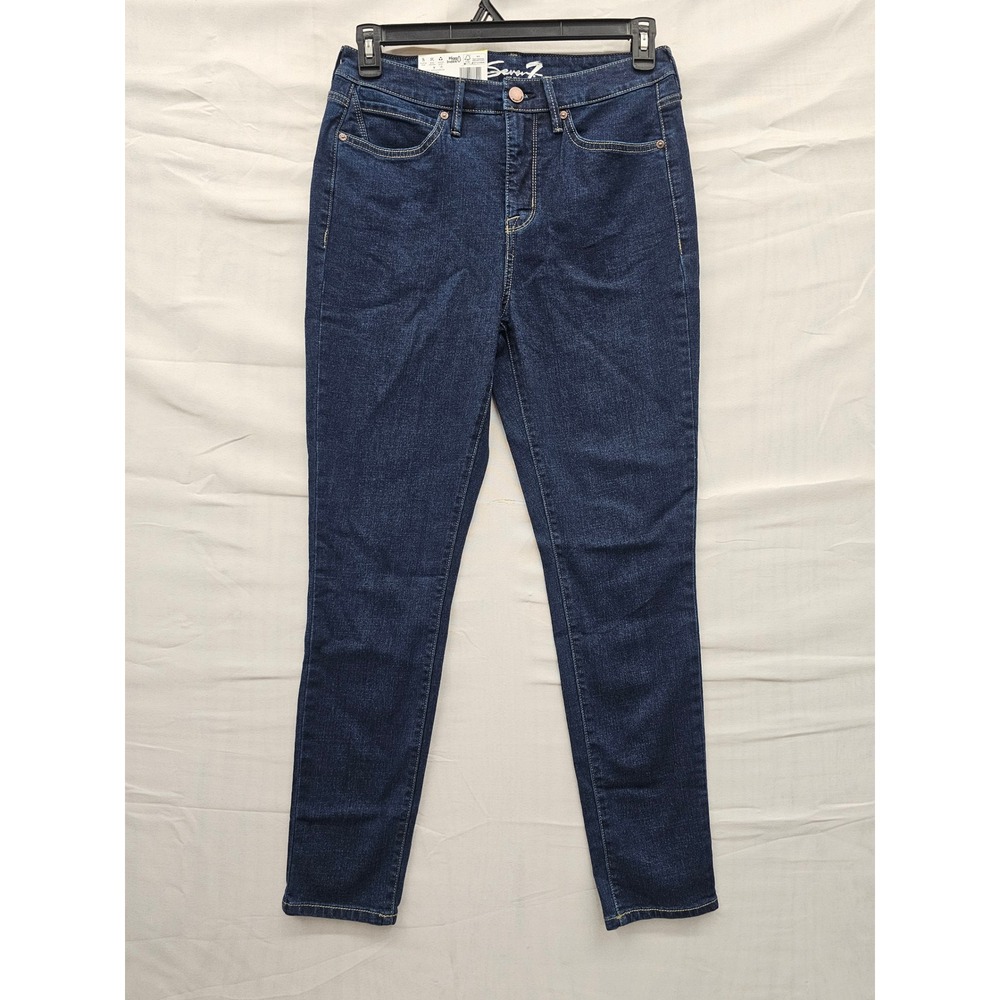 Seven7 Womens Skinny High Rise Jeans Blue Cotton Blend Casual Size 8